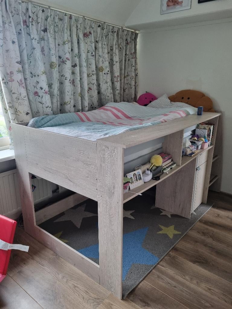 Half hoogslaper met trapje, Ophalen, Zo goed als nieuw, Halfhoogslaper