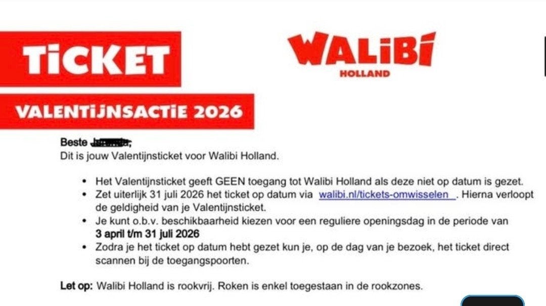 Entreeticket walibi, Tickets en Kaartjes