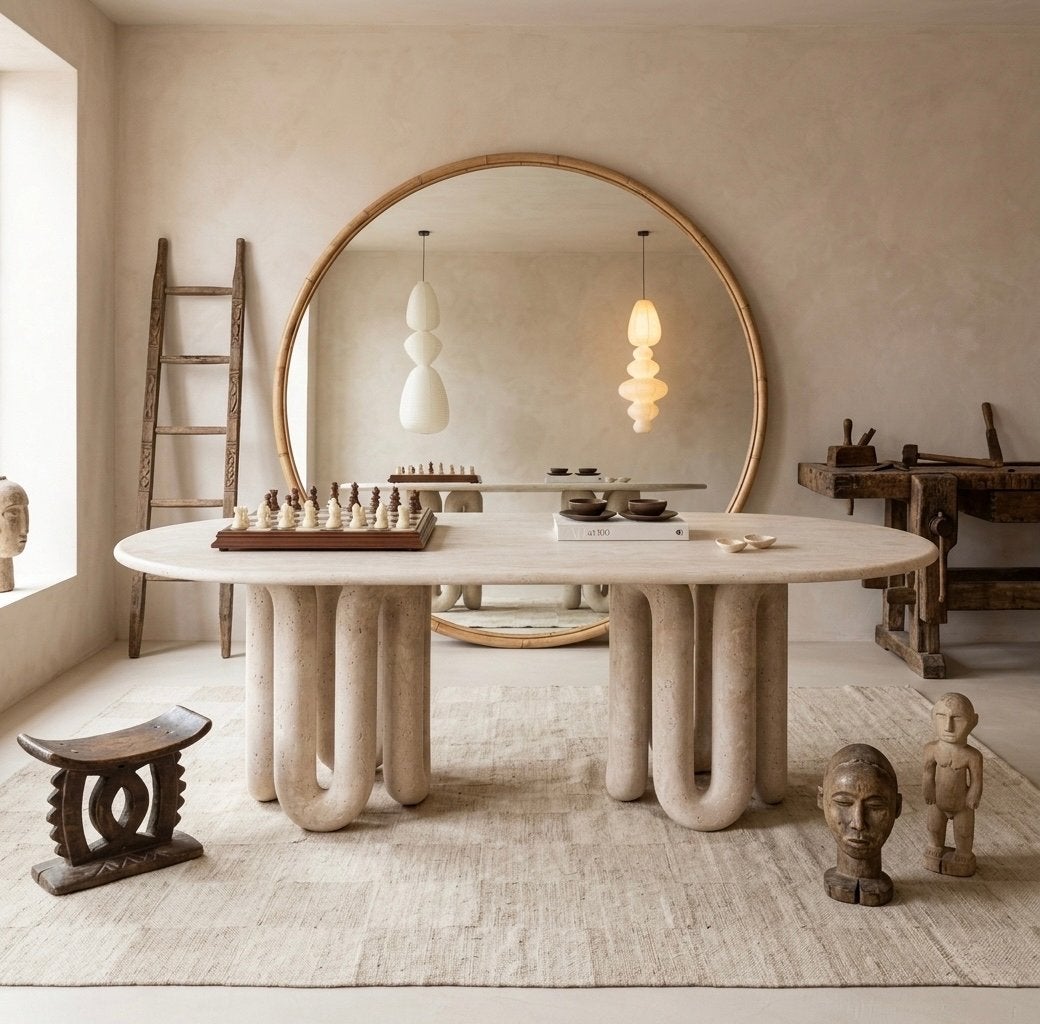 Unieke travertin eettafel, Ophalen