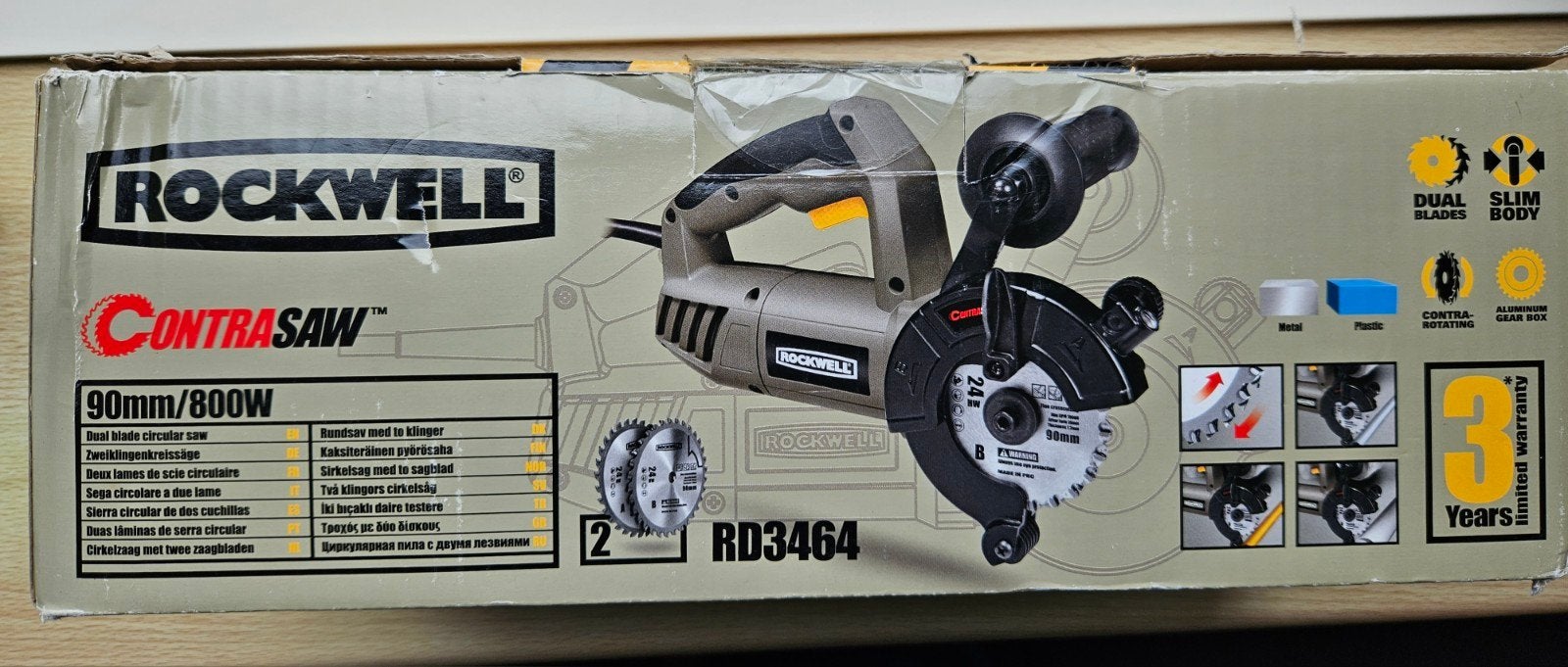Nieuwe Rockwell contrasaw alleszaag dubbele zaag, Ophalen of Verzenden, Nieuw, 600 tot 1200 watt, 70 mm of meer