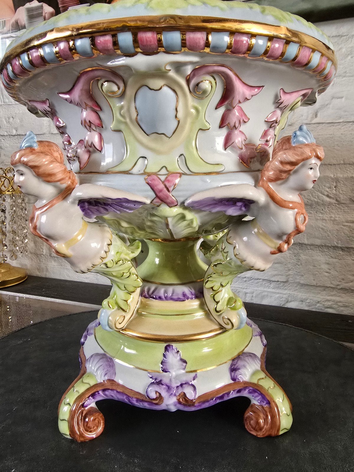 porselein schaal / bloempot - meissen stijl - punt gaaf, Antiek en Kunst, Ophalen