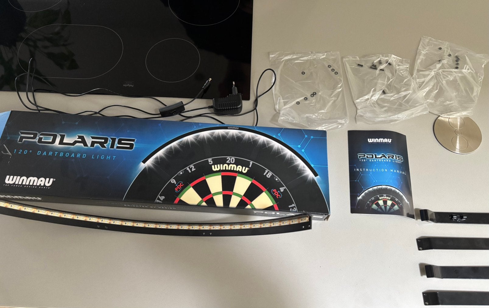 Winmau Polaris 120 graden Dartboard Light, Sport en Fitness, Ophalen of Verzenden, Gebruikt, Overige typen, Elektronisch