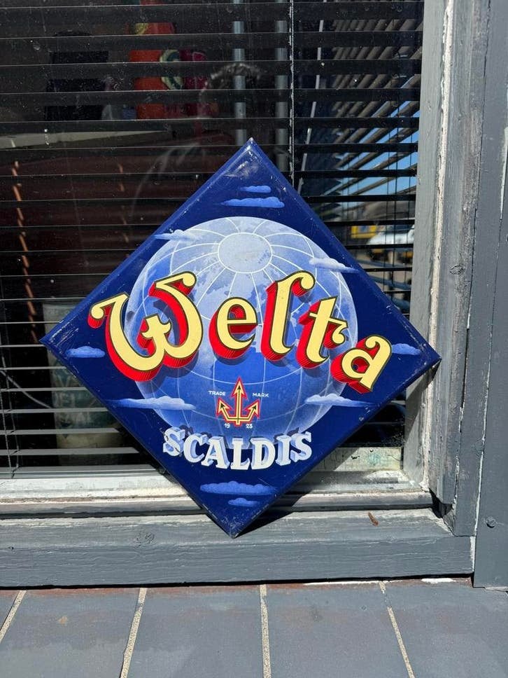 Vintage Weltta Scaldis Reclamebord - Zeldzaam, Reclamebord, Gebruikt, ., Ophalen of Verzenden