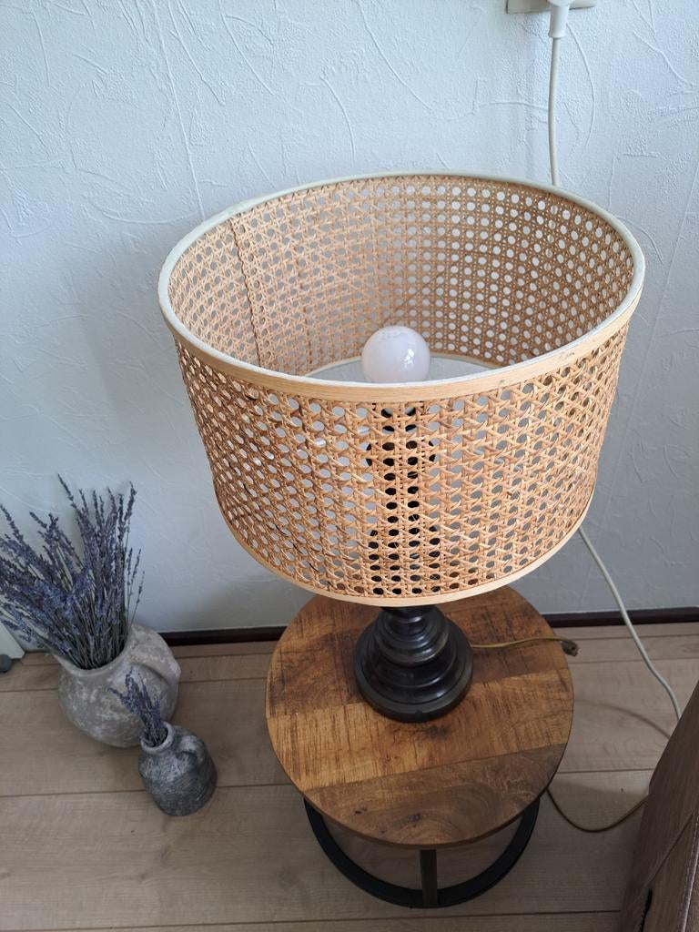 Mooie lamp met antieke zware voet bruin, Ophalen of Verzenden
