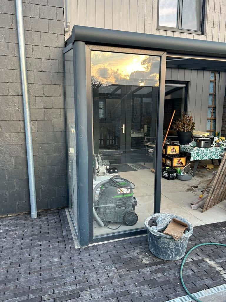 Antraciet kozijn, Doe-het-zelf en Verbouw, Kozijnen en Schuifpuien, Kunststof, Gebruikt, Raamkozijn, 150 tot 225 cm