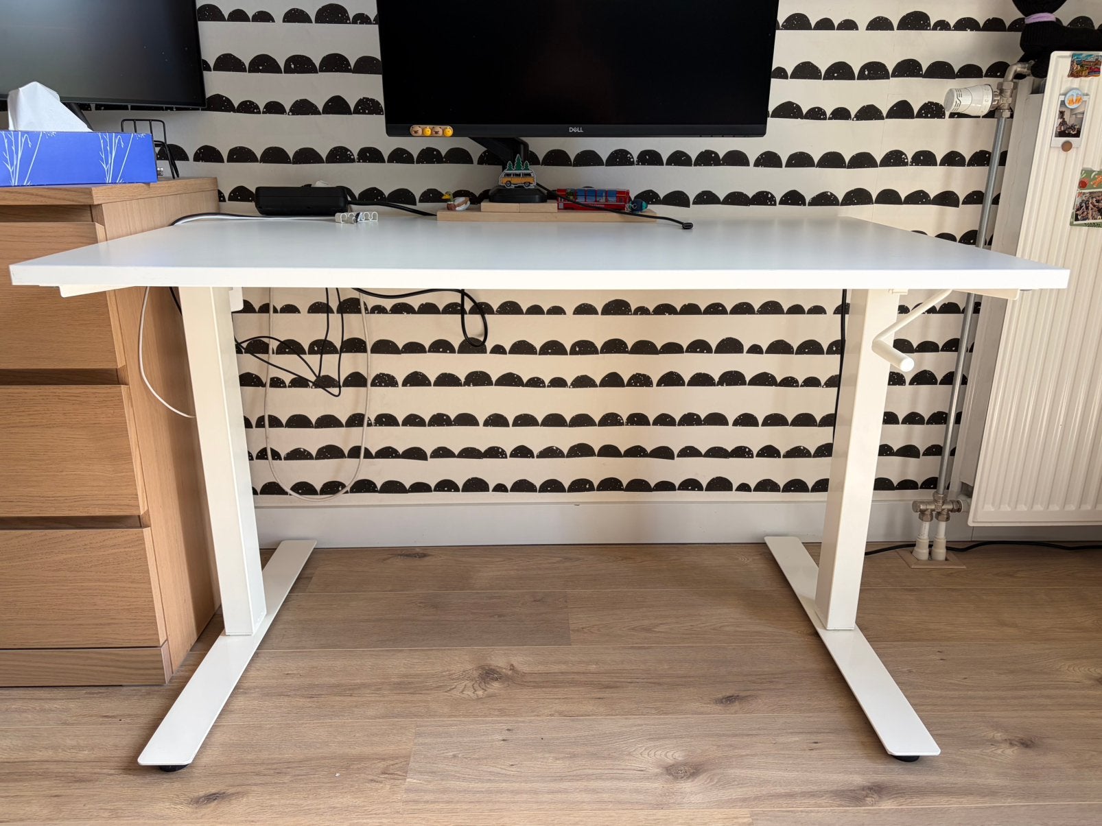 IKEA SKARSTA zit-sta bureau wit 120x70 cm, Huis en Inrichting, Bureaus, Ophalen, Elektrisch, Zo goed als nieuw