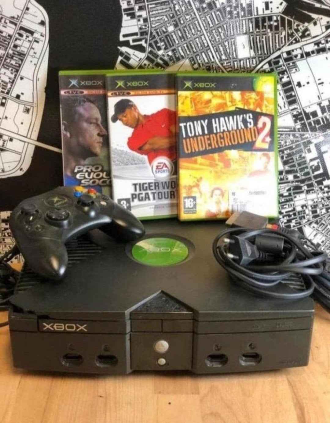 Originele Xbox Console met Controller en 3 Games, Spelcomputers en Games, Spelcomputers | Xbox Original, Gebruikt, Met 1 controller