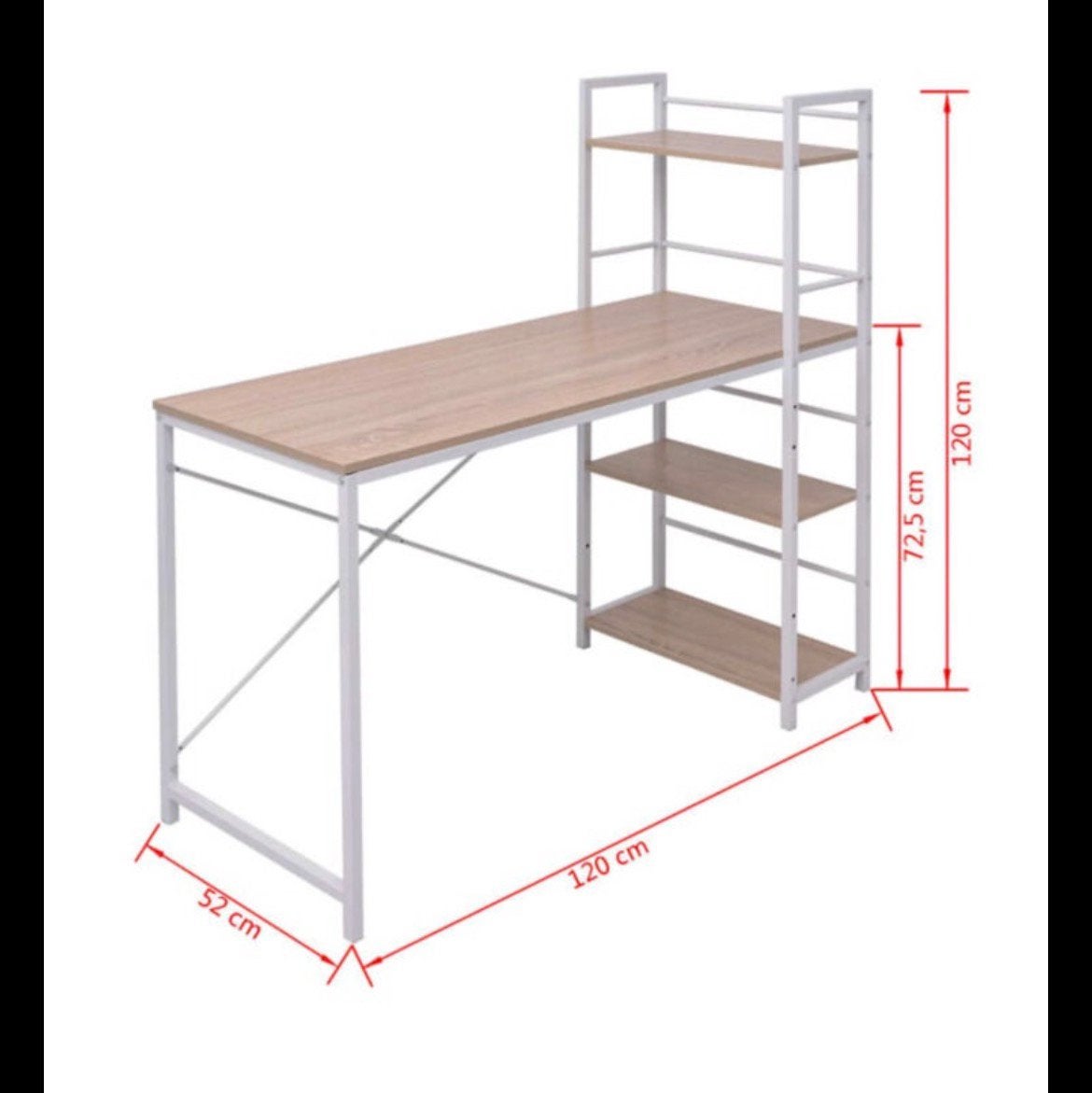 Gratis ophalen: Bureau hout met wit staal, Huis en Inrichting, Bureaus, Ophalen, Overige typen, Gebruikt, Hout