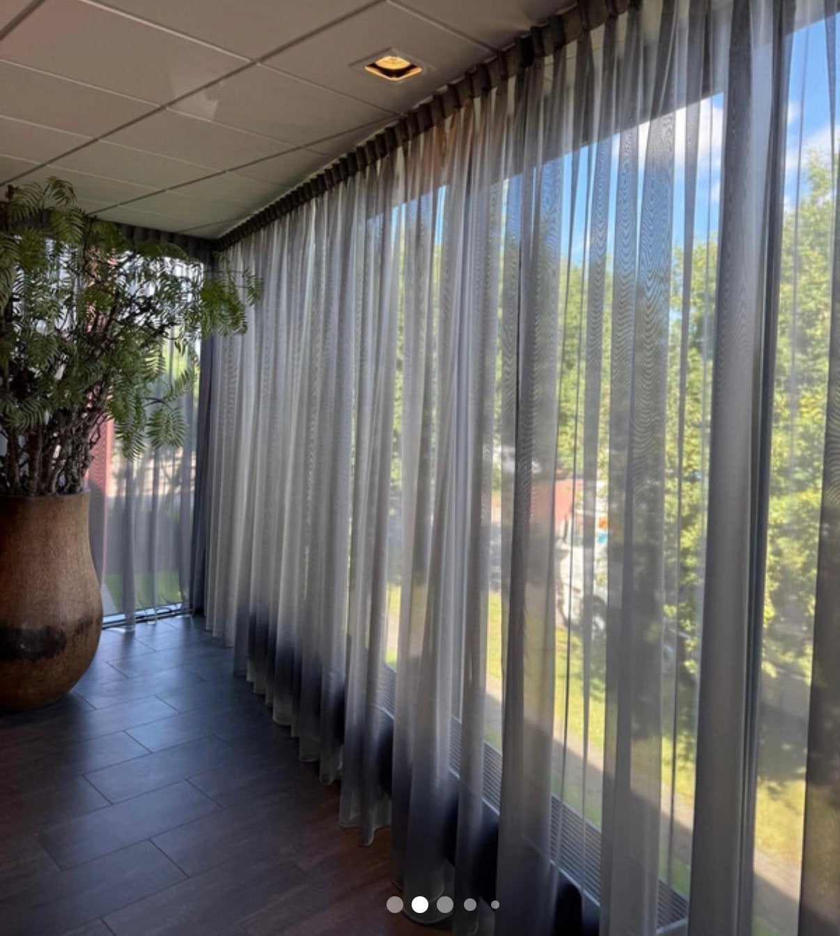 Prachtige voile vitrage - 36 meter totaal, diverse breedtes, Ophalen, Vitrage, Met haken, Gebruikt