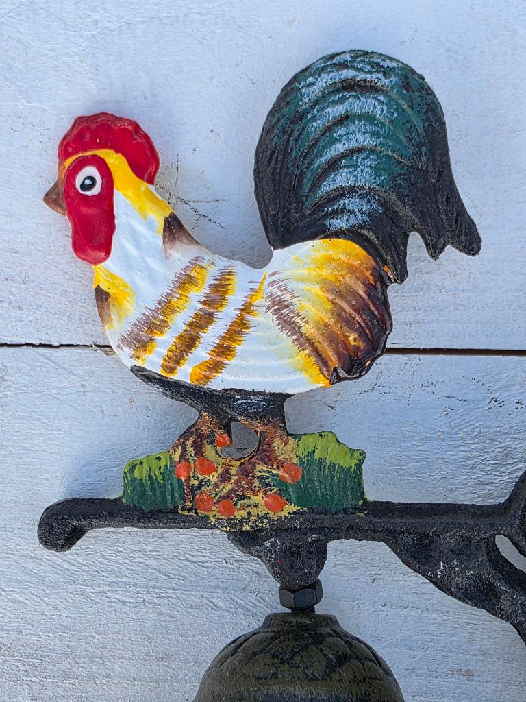 DEURBEL HAAN / GIETIJZER / €13,95, Tuin en Terras, Tuinwanddecoratie, Huis en tuin decoratie Marie, Nieuw, Info@huisentuindecoratiemarie.nl