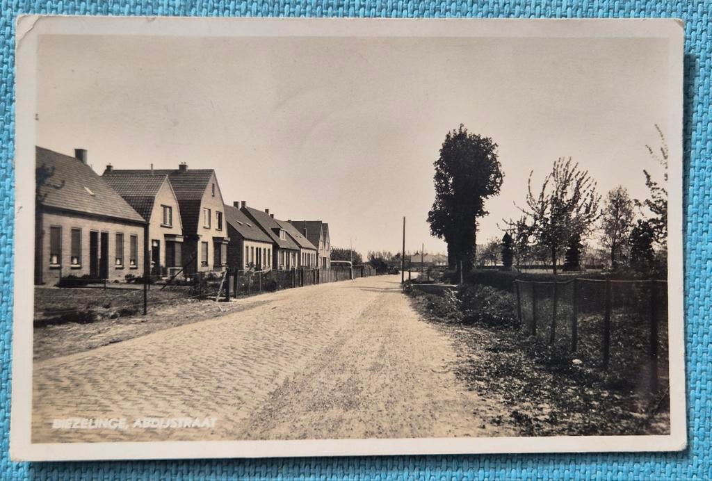 Oude ansichtkaart Biezelinge Abdijstraat Zeeland 1933, Verzamelen, Ophalen of Verzenden, 1920 tot 1940, Gelopen, Zeeland