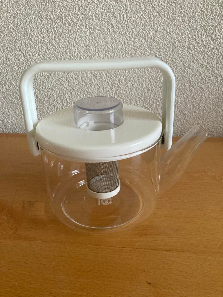 Bodum theepot met filter, glas en wit handvat, Theepot/fluitketel, Glas, Bodum, Ophalen of Verzenden