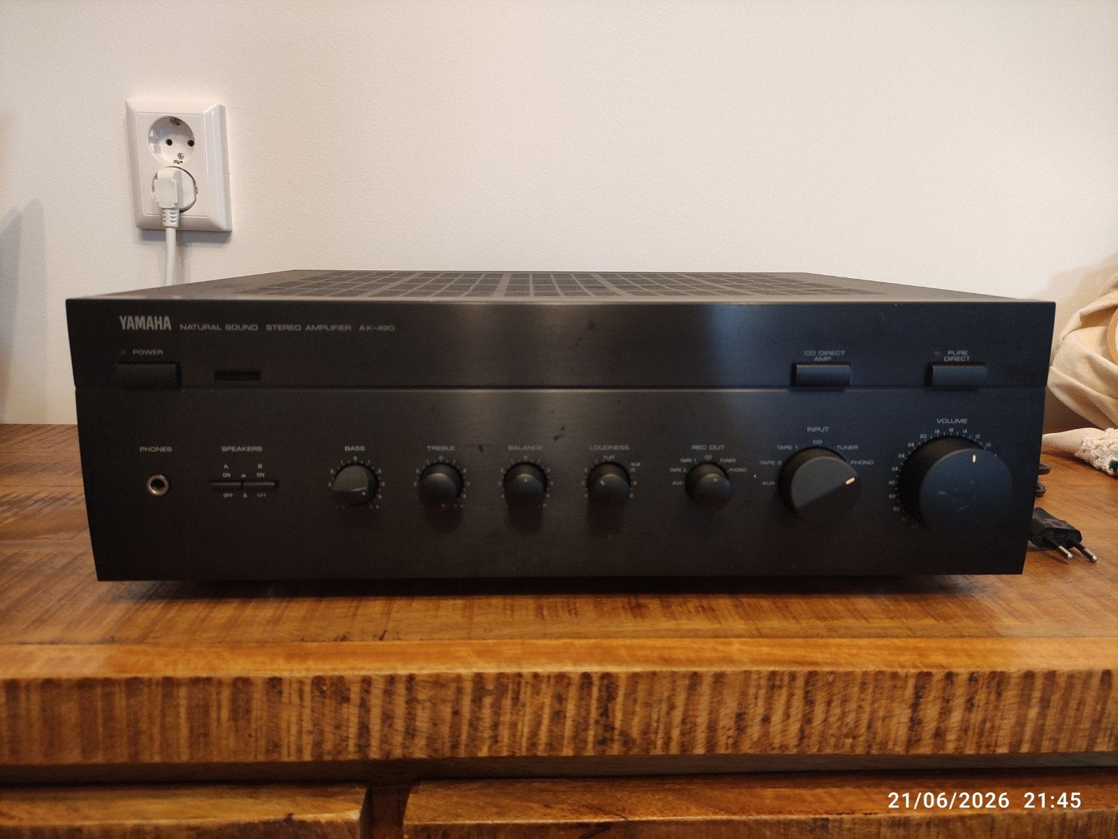 Yamaha AX-490 Natural Sound Integrated Stereo Versterker, Ophalen, Gebruikt, Yamaha, 120 watt of meer