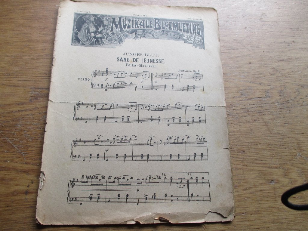Muzikale Bloesemlezing: Oude bladmuziek voor piano, Gebruikt, Klassiek, Overige soorten, Ophalen of Verzenden