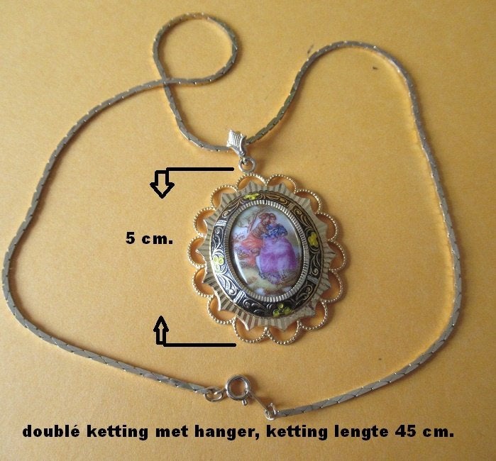 Double ketting met hanger, zie de scans, Ophalen of Verzenden, Zo goed als nieuw, Goud, Overige materialen