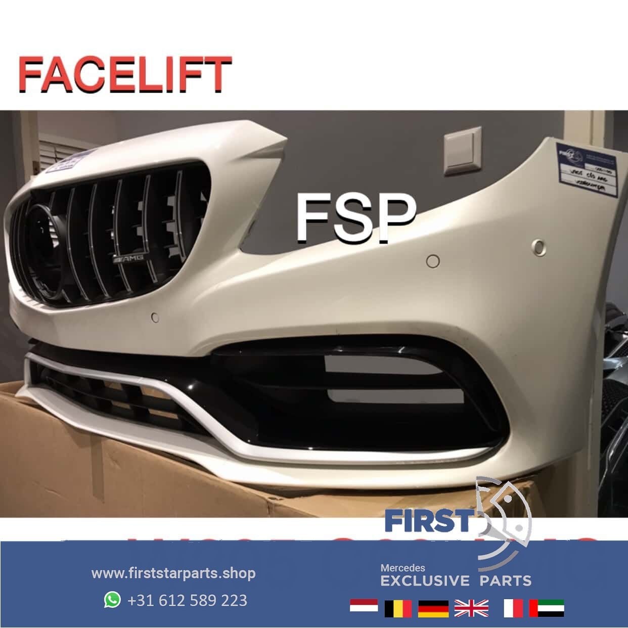W205 C63 AMG FACELIFT VOORBUMPER COMPLEET Mercedes C Klasse, Auto-onderdelen, Carrosserie en Plaatwerk, Gebruikt, -, Voor, Ophalen of Verzenden