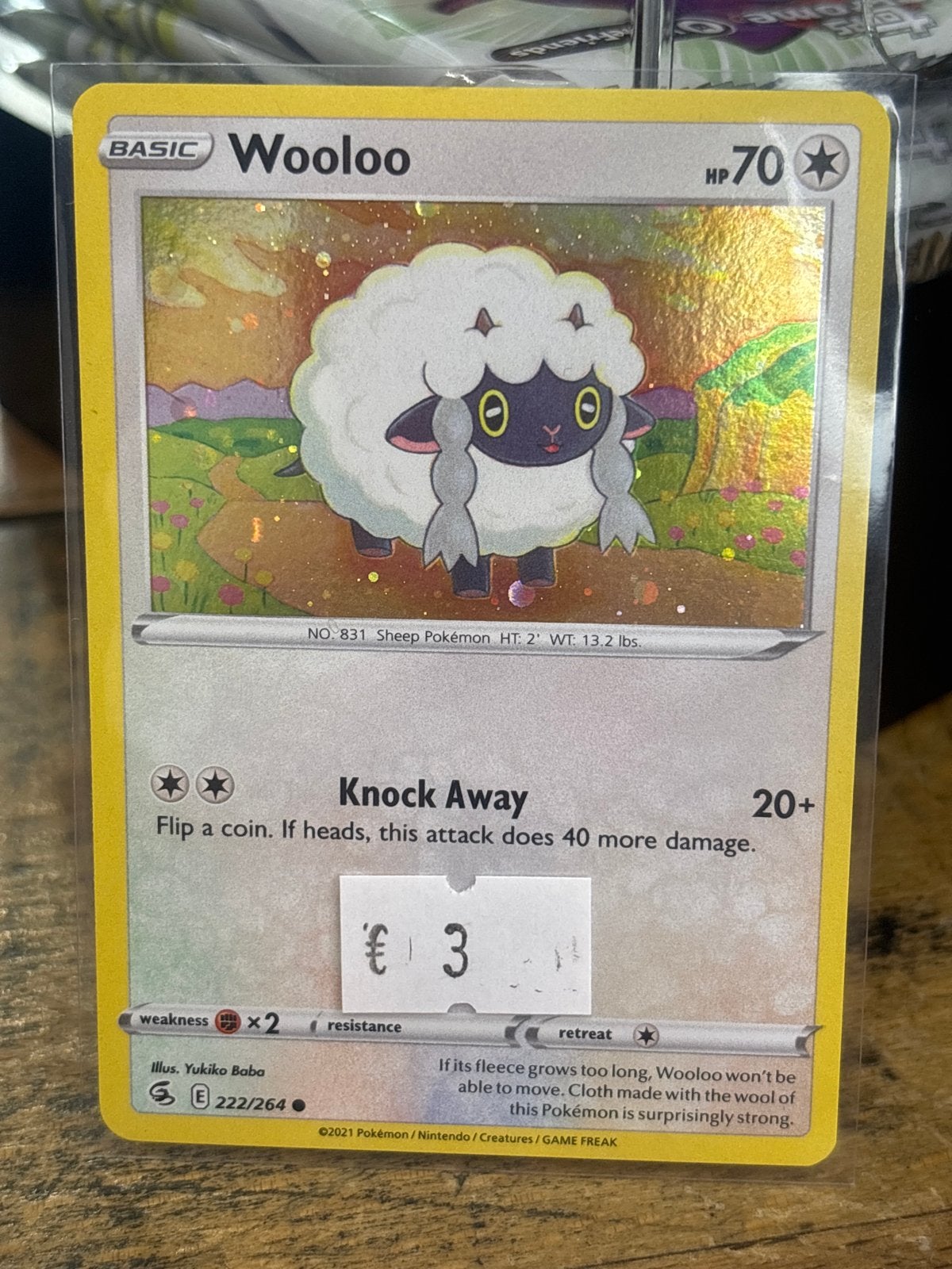 Pokémon Kaart Wooloo 222/264 Basic HP 70, Ophalen of Verzenden, Gebruikt, Losse kaart