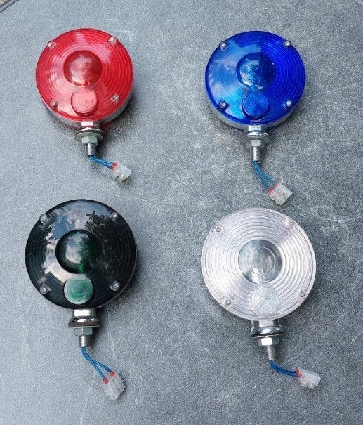 4 signaallampen rood-groen-blauw en wit, Ophalen of Verzenden, Gebruikt
