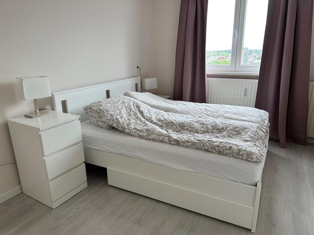 Ikea SONGESAND Bedframe met 2 bedlades +lattenbodem, 160x200, Ophalen, Verstelbaar, Wit, Tweepersoons