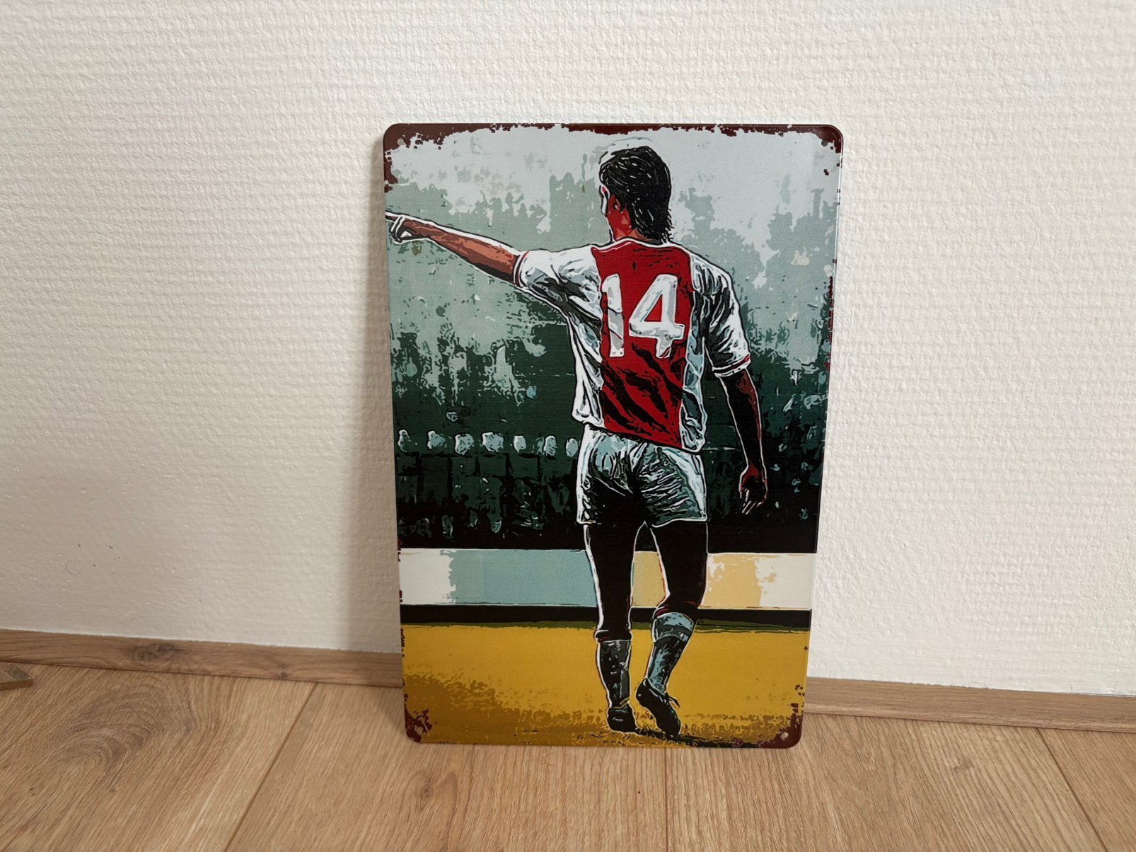 Prachtig vintage bord Johan Cruijff bij Ajax (30x20), 30 cm, 20 cm, Ophalen of Verzenden, Zo goed als nieuw