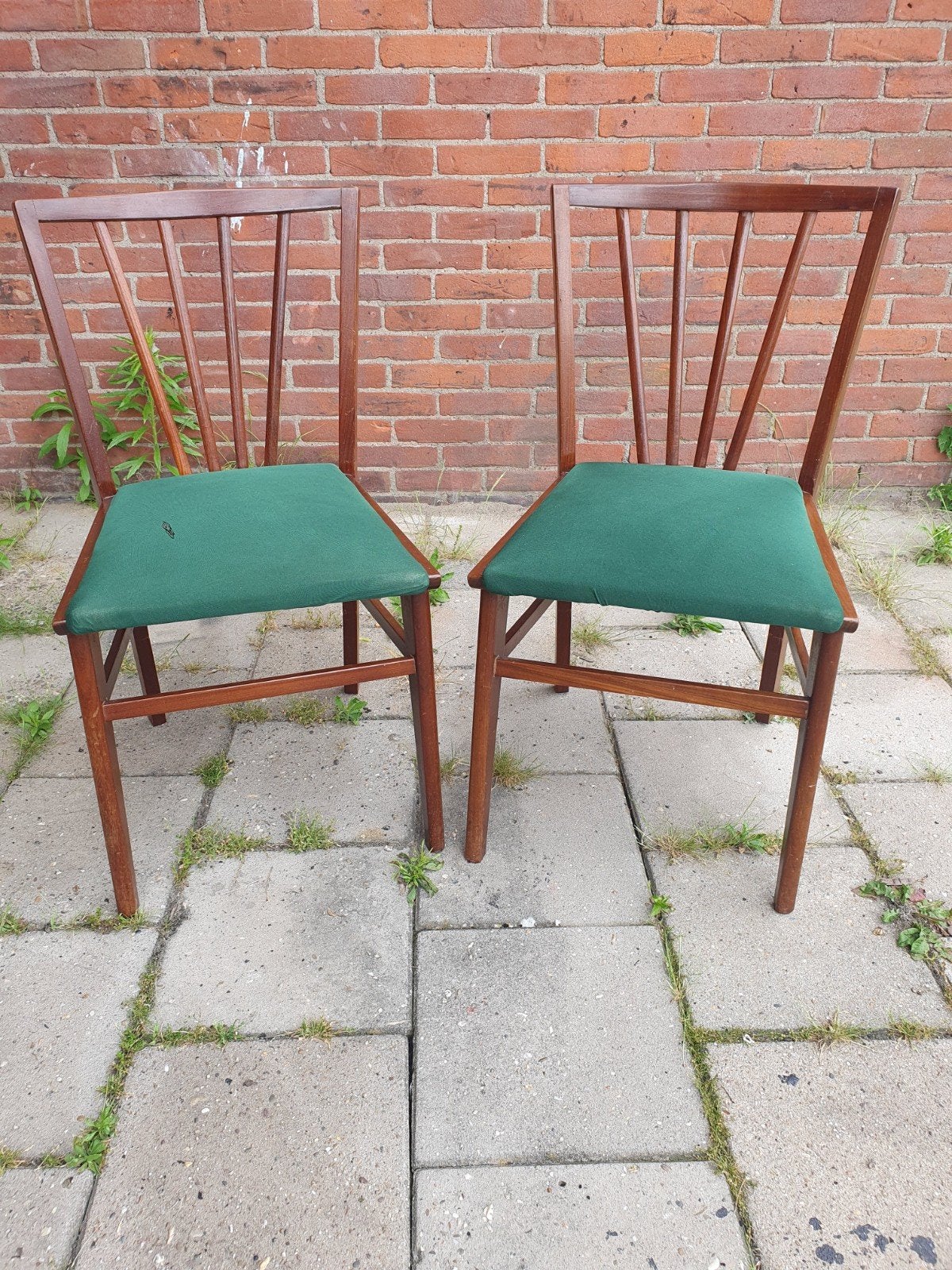 2 vintage ladder stoelen., Huis en Inrichting, Stoelen, Ophalen, Gebruikt, Twee, Bruin
