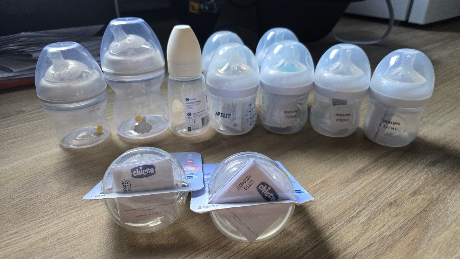 Babyflessen: 6x Avent, 1x Kruidvat, 2x Chicco (incl. spenen), Gebruikt, Inclusief flessen, Babyfles, Philips Avent