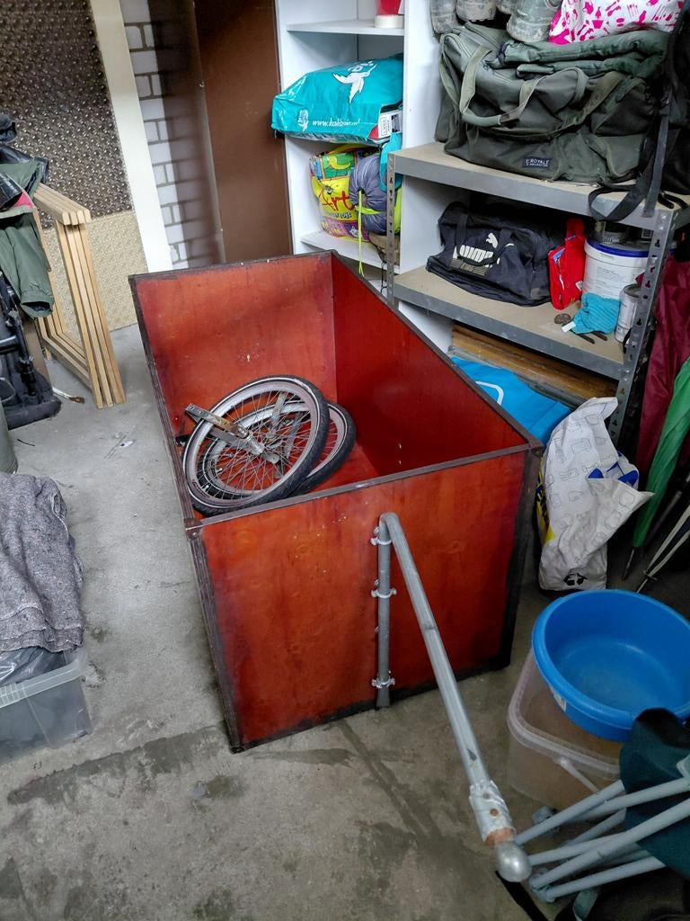 Viskar - Stevige houten aanhanger voor fiets, Ophalen, Gebruikt, Bagagekar, Zelfgemaakt