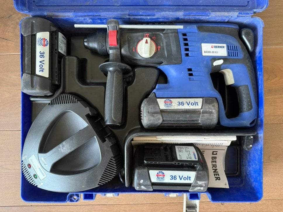 BERNER KLOPBOORMACHINE BACHD 36vLI, Ophalen of Verzenden, Zo goed als nieuw, Boor- en/of Breekhamer