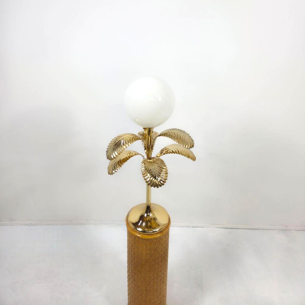 Tafelmodel palmboom lamp 70's design verguld LS Italy, Huis en Inrichting, Ophalen of Verzenden, Gebruikt, Glas