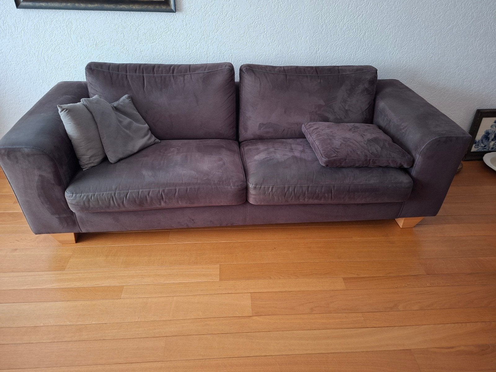 Mooie 3-zits zwarte leren bank TEAB, Ophalen, Gebruikt, Driepersoons, 75 tot 100 cm