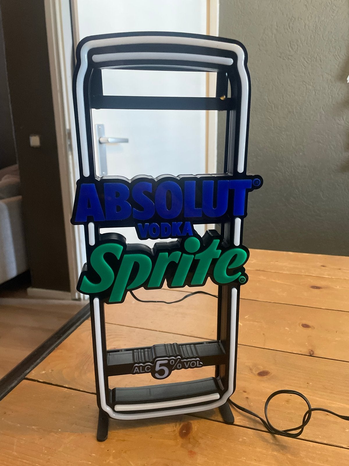 Absolut Vodka Sprite LED Neon Reclame Licht, Ophalen, Meerkleurig, Nieuw, Kunststof