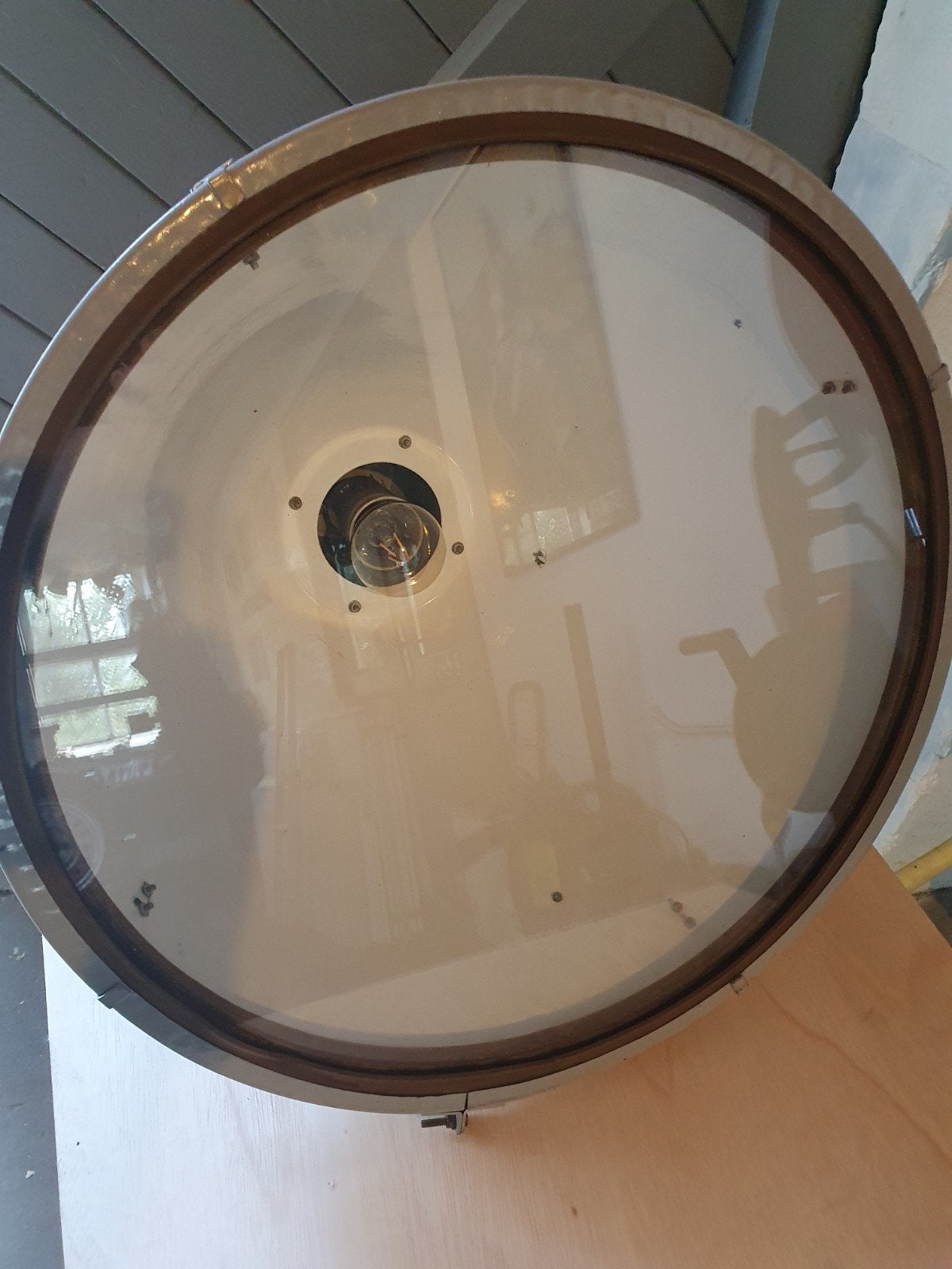 industriële emaille hanglamp uit de smederij, Ophalen, Gebruikt, Overige materialen, Grijs