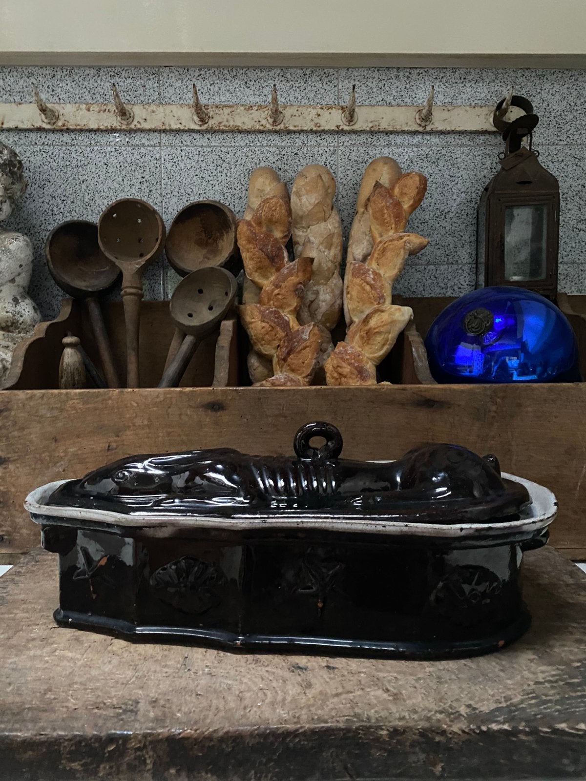 Antiek frans 19e eeuws aardewerk  haas terrine, Antiek en Kunst, Ophalen of Verzenden