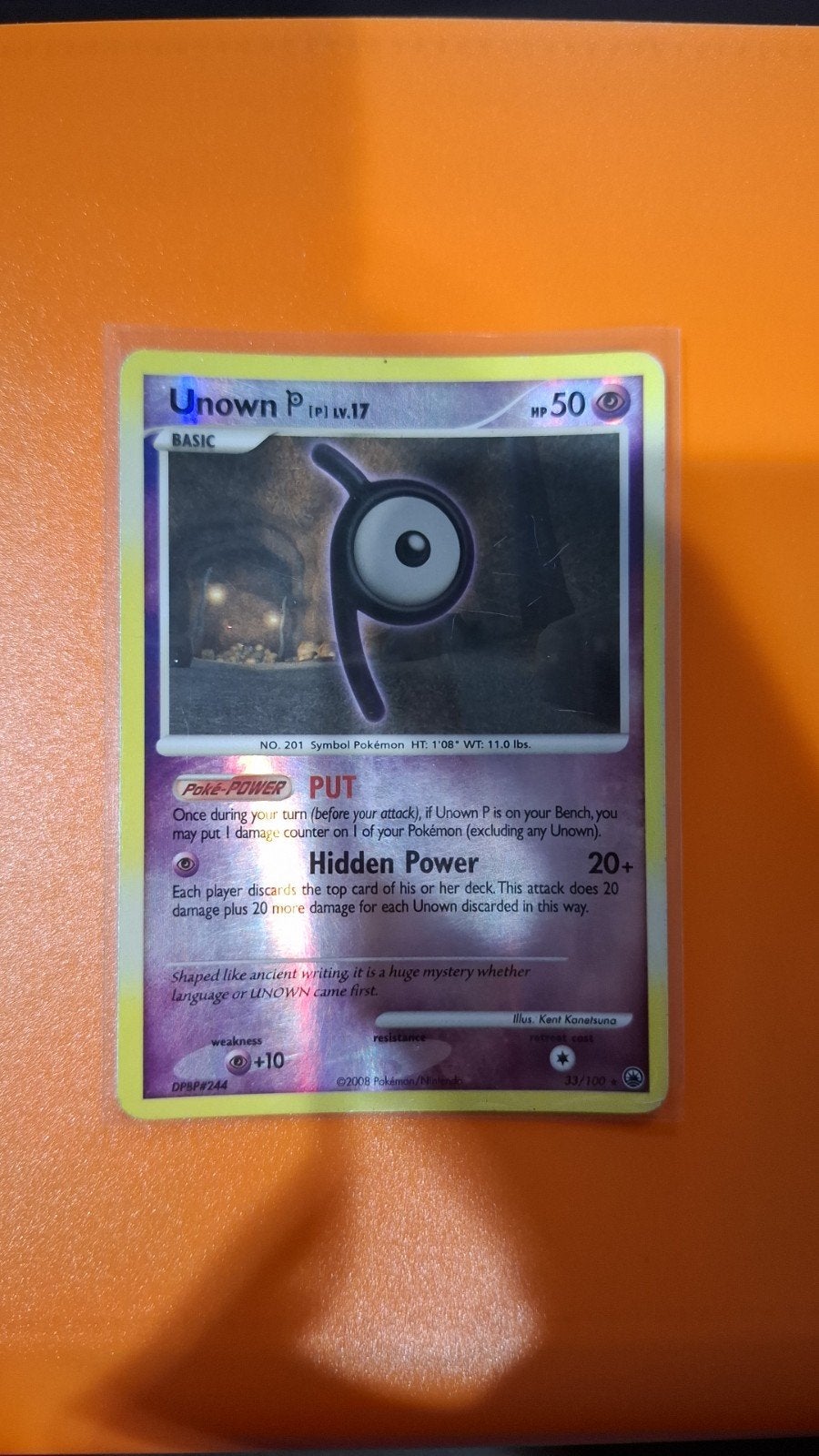 Unown P, Pokemon, 33/100, Majestic Dawn, Verzenden, Zo goed als nieuw, Losse kaart, Foil