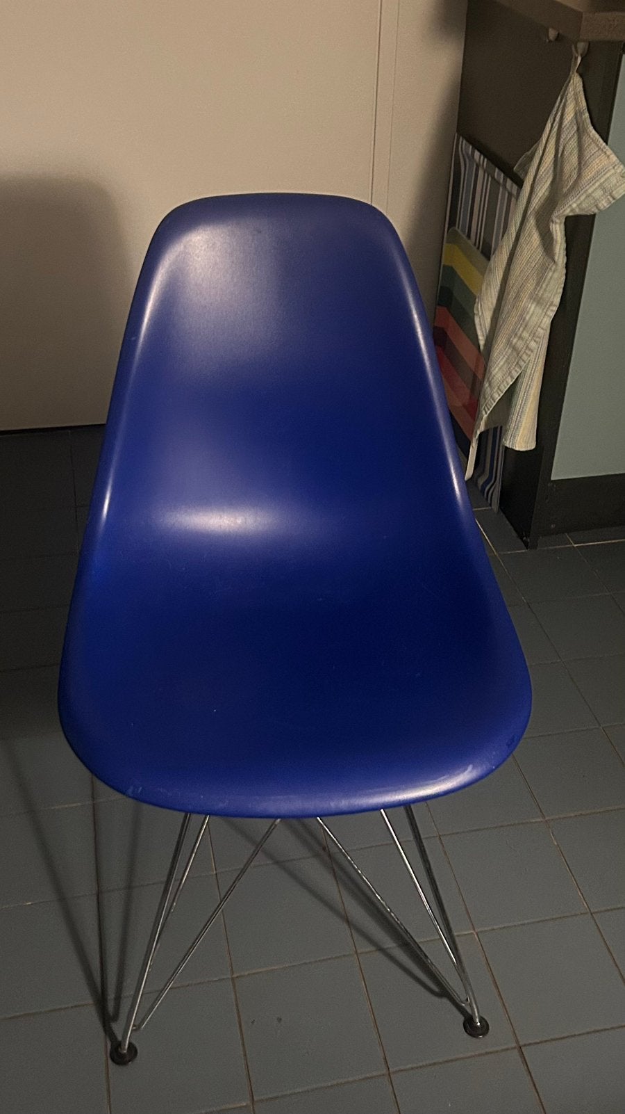 Vitra Eames DSR stoel, chromen onderstel, Ophalen, Kunststof, Gebruikt, Blauw