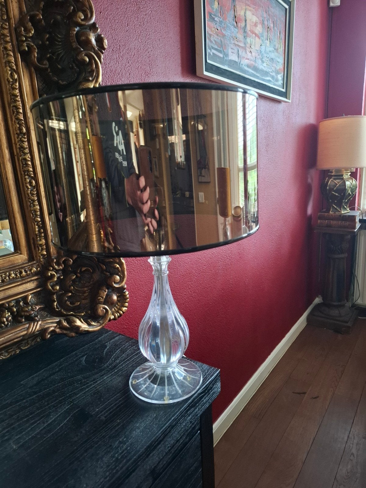 Elegante tafellamp met transparante voet, Ophalen of Verzenden, Minder dan 100 cm