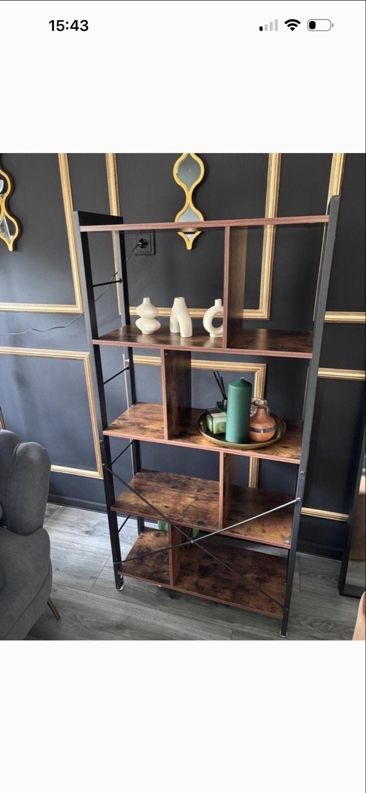 Moderne Boekenkast met Industriële Look, Huis en Inrichting, Kasten | Boekenkasten, Ophalen, Met plank(en), 50 tot 100 cm, Zo goed als nieuw