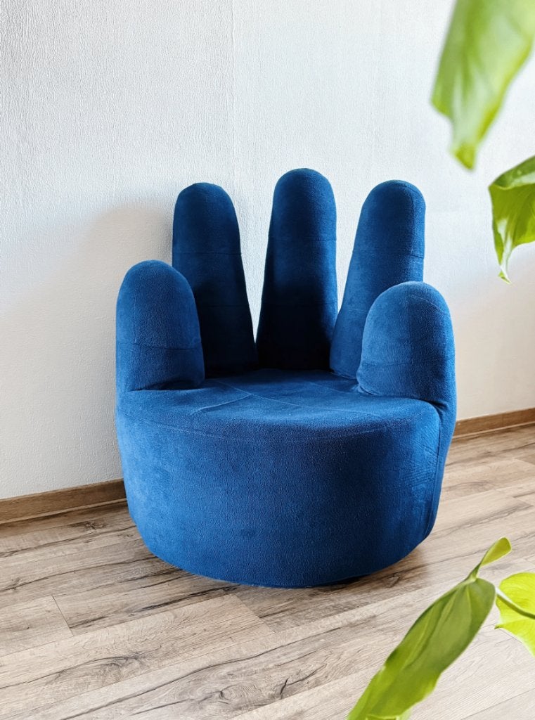 JAREN '90 DRAAIFAUTEUIL - HAND | DONKER BLAUWE STOF, Huis en Inrichting, Fauteuils, Zo goed als nieuw, Stof, 50 tot 75 cm, 75 tot 100 cm