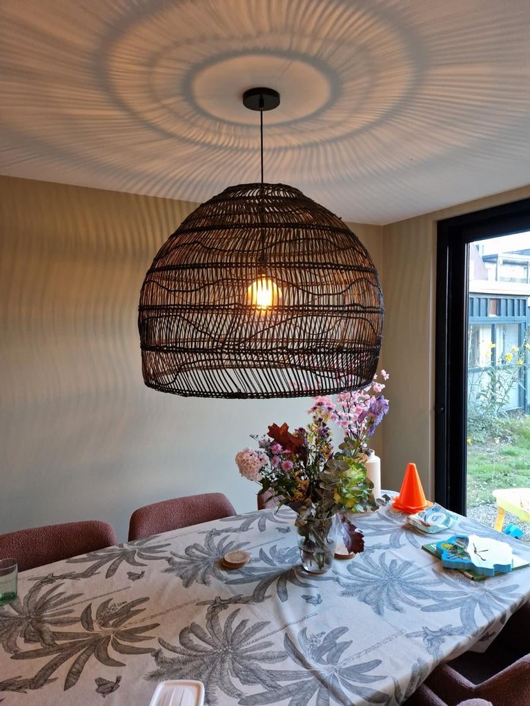 HK Living Wicker zwarte hanglamp - Large 80cm, Ophalen