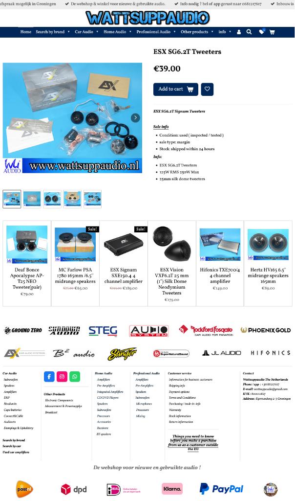 ESX SG6.2T Tweeters, Gebruikt, Audio Design, Am Breilingsweg 3, 76709 Kronau, Duitsland, Ophalen of Verzenden