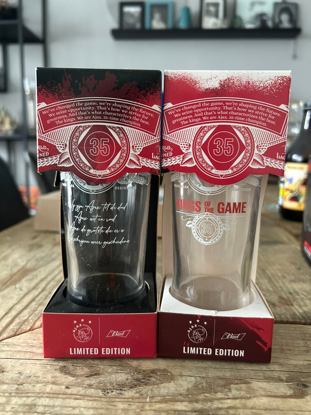 Ajax Glazen - Bud - 35e kampioenschap, Ophalen of Verzenden, Zo goed als nieuw, Bierglas