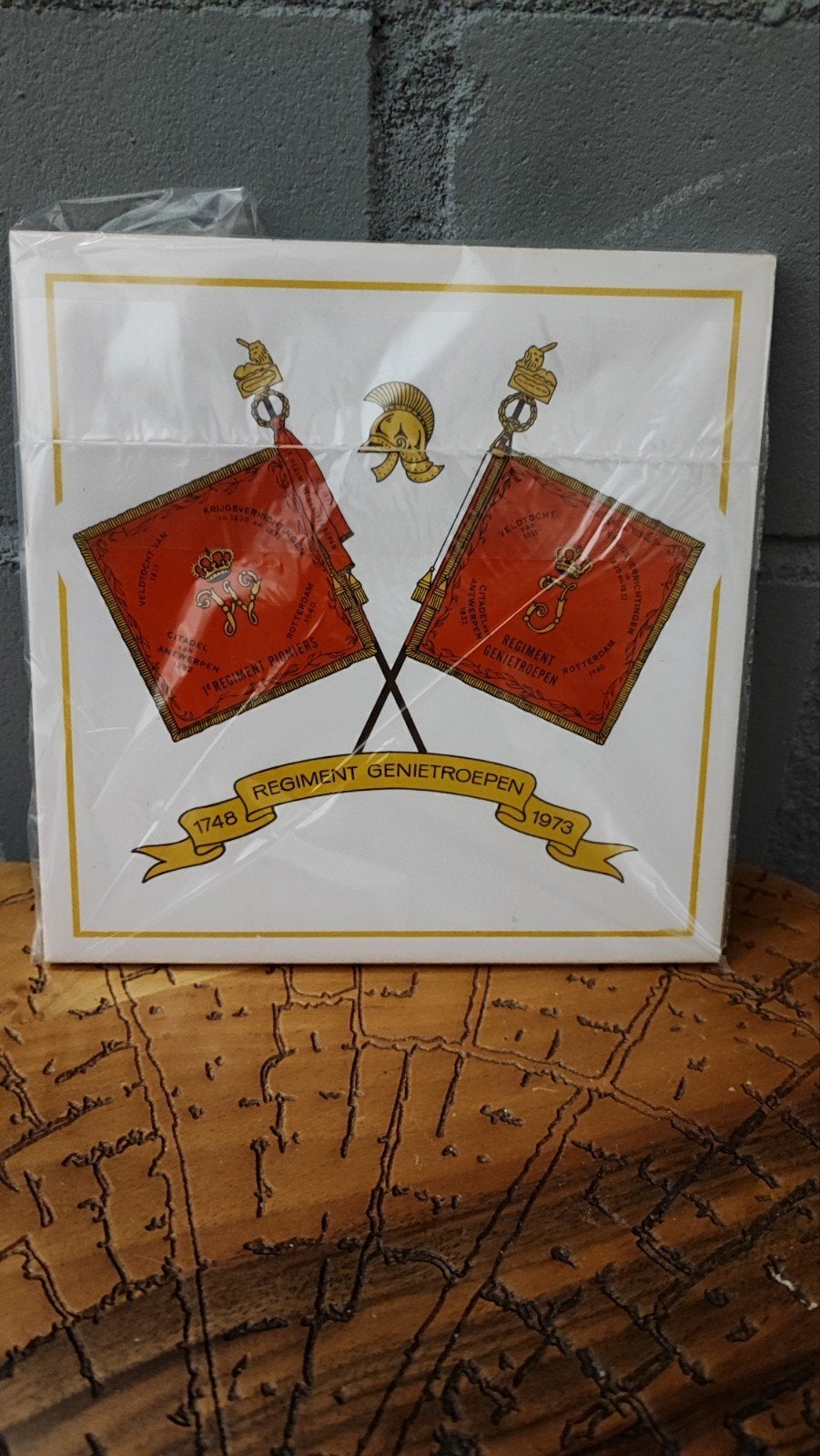 Originele Mosa tegel Regiment Genietroepen 1748 - 1973., Ophalen of Verzenden