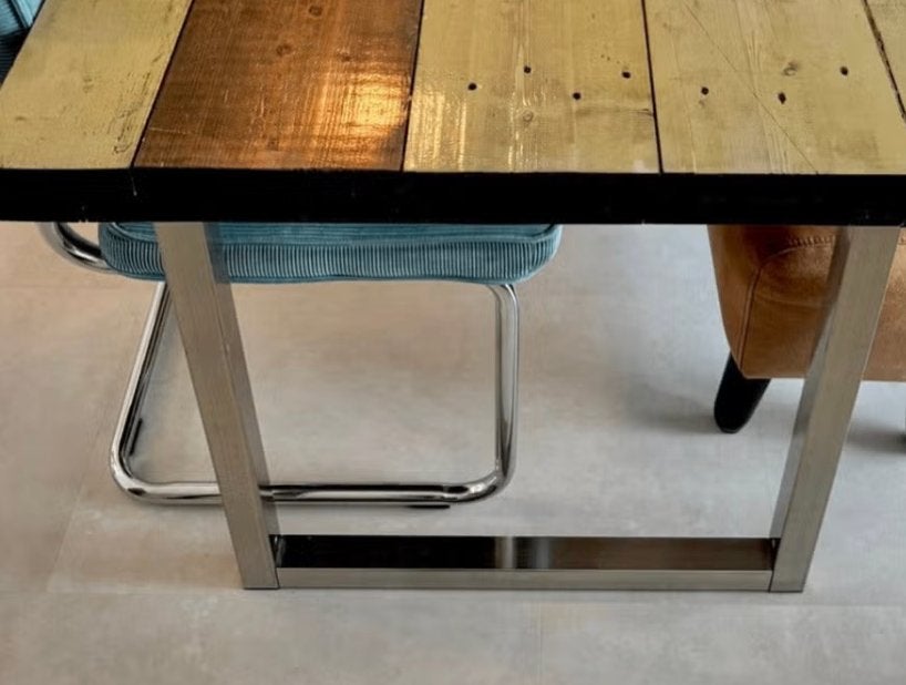 Unieke custom eettafel, Ophalen, Gebruikt, 50 tot 100 cm, 150 tot 200 cm
