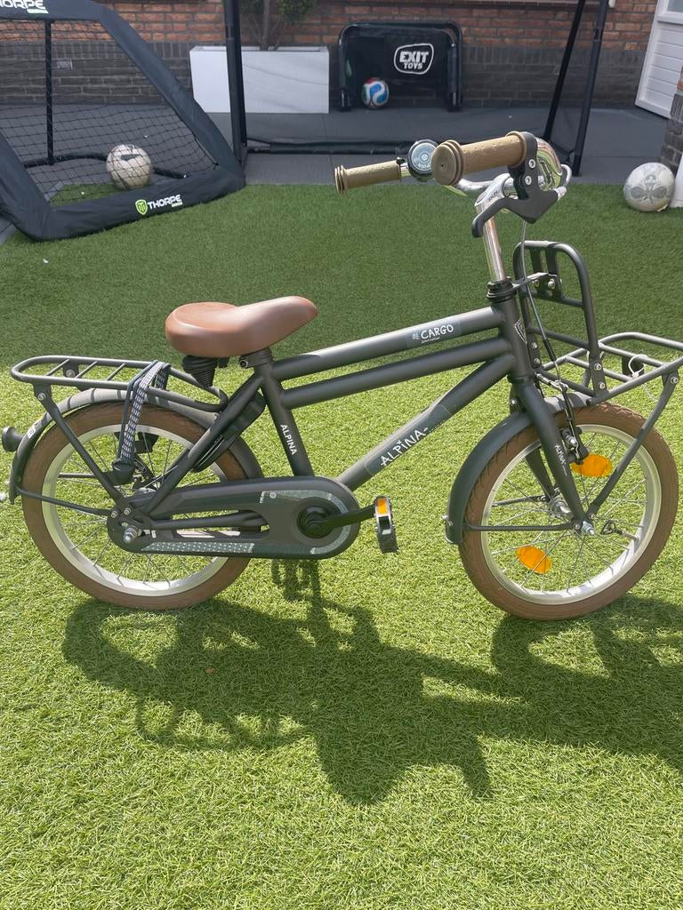 Alpina Cargo Kinderfiets - 16 inch - Grijs, Fietsen en Brommers, Fietsen | Jongens, Ophalen, Terugtraprem, Gebruikt, Handrem