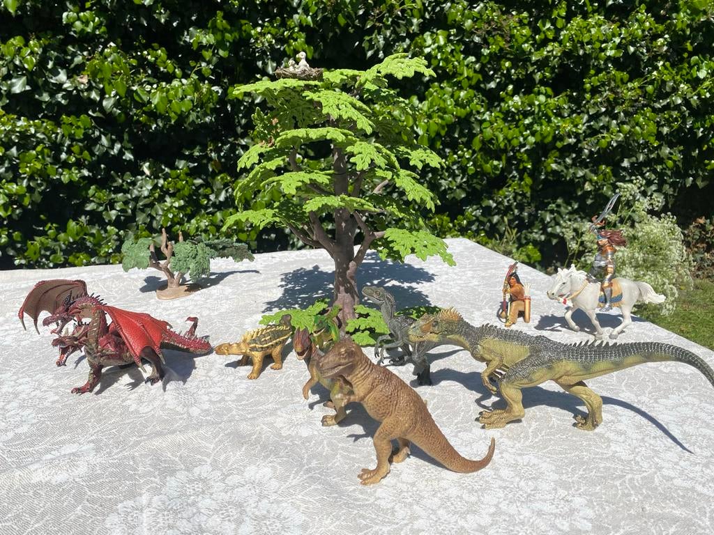 Schleich dinosaurussen en een tweehoofdige draak, Ophalen of Verzenden, Gebruikt, Jongen of Meisje