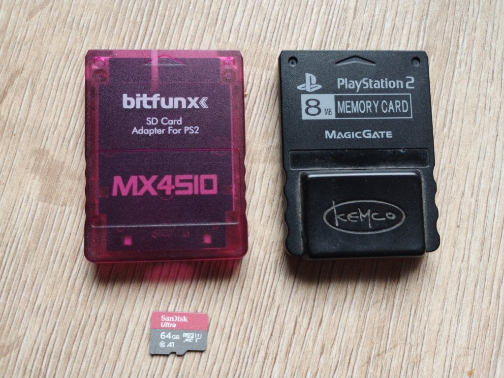 PS2 FMCB set met MX4SIO en 64GB MicroSD kaart, Ophalen of Verzenden, Zo goed als nieuw, Met 1 controller, Met geheugenkaart