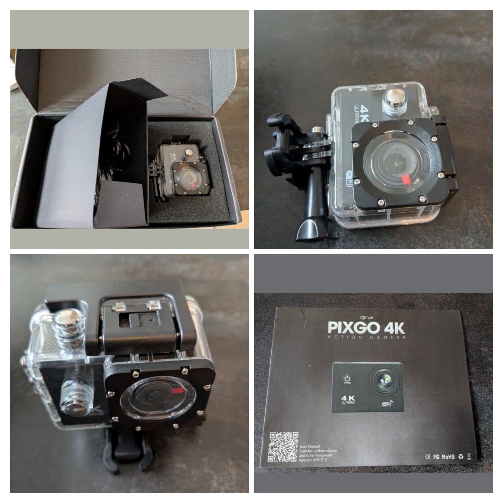 Pixgo 4K Action Camera - Nieuwstaat, waterdicht + extra's, Ophalen of Verzenden, Zo goed als nieuw, Overige merken
