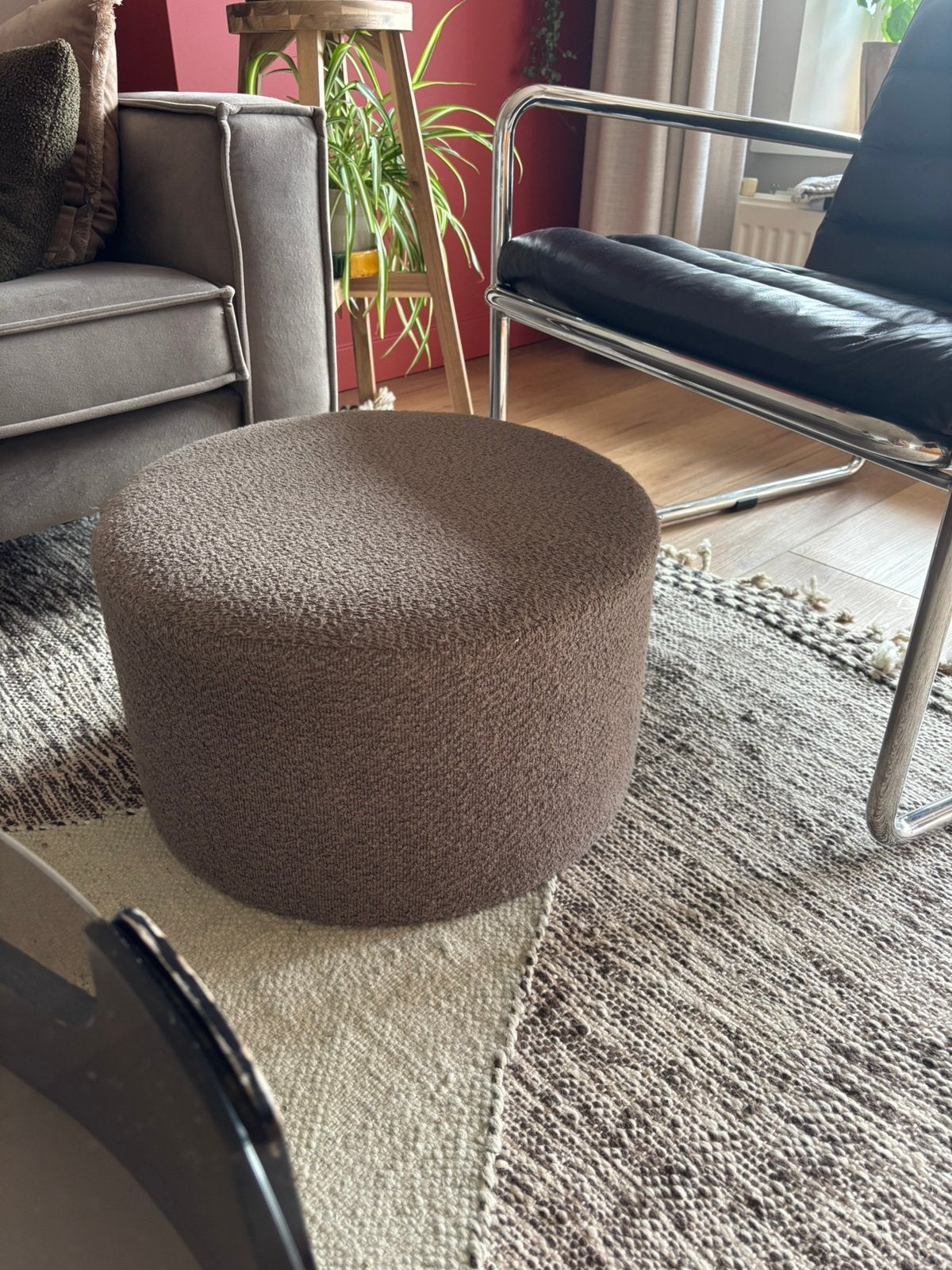 Teddy poef bruin, Ophalen, Zo goed als nieuw, Rond, Minder dan 50 cm