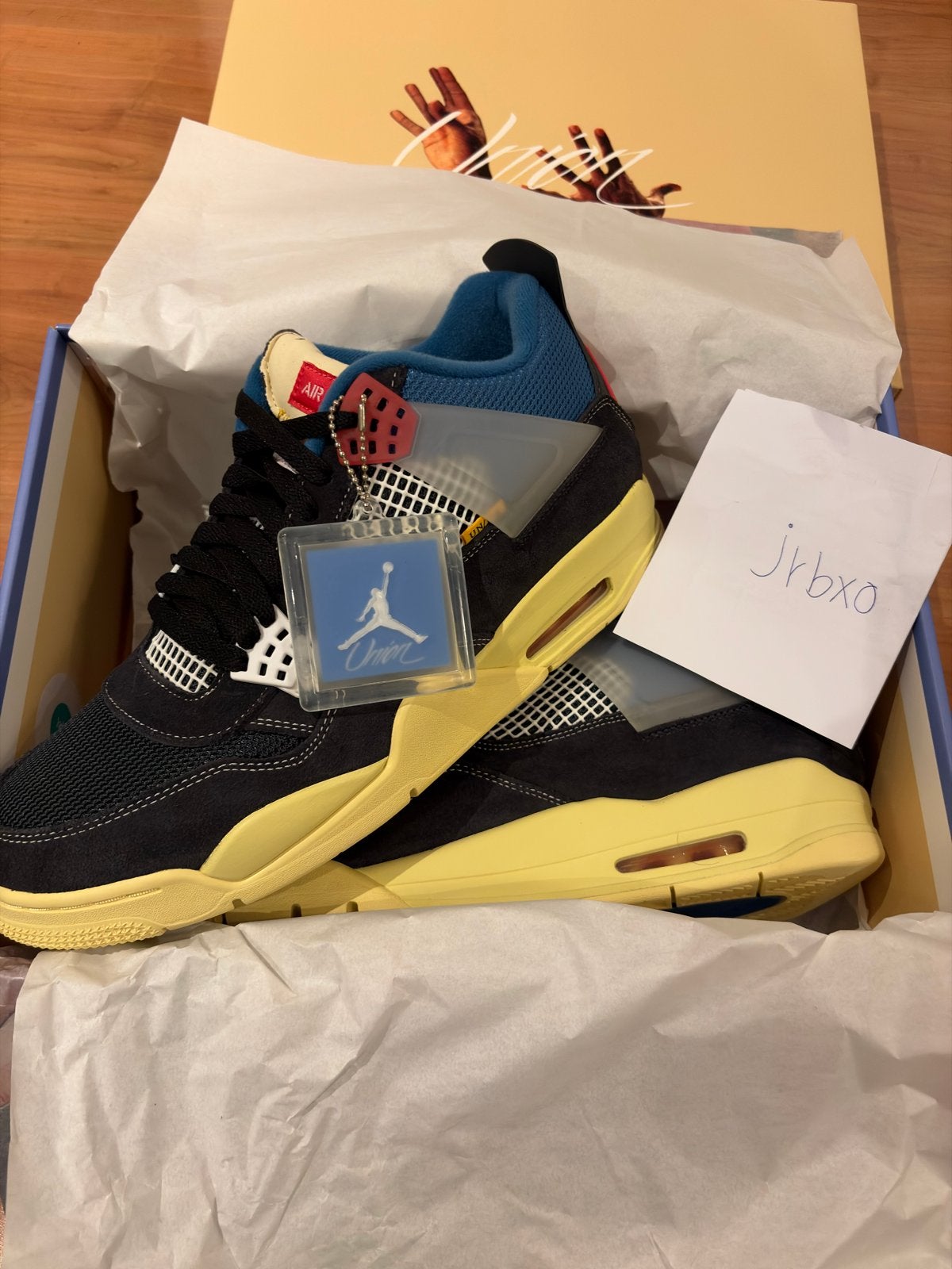 Nike Air Jordan 4 Retro Union “Off Noir” EU 46 / US 12, Kleding | Heren, Verzenden, Nieuw, Zwart, Sneakers of Gympen