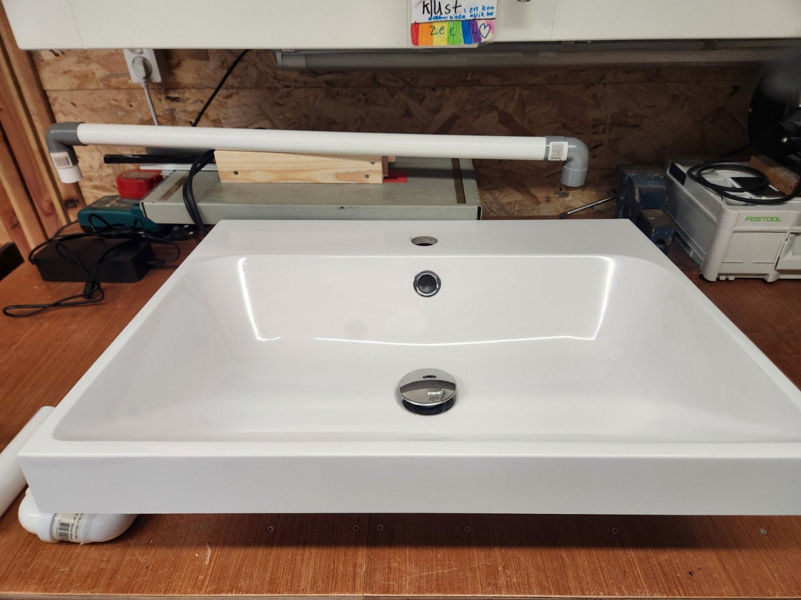 wastafel 60 x 48 incl afvoer., Ophalen, 50 tot 100 cm, Zo goed als nieuw, Minder dan 100 cm
